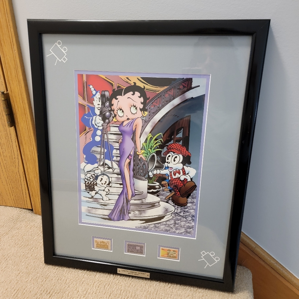 Betty Boop Picture Lithograph "Lights! Camera! Action!" & Commemorative Stamps